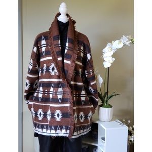 Brand New TAHARI beautifully pattened open  cardigan with fringes with tag